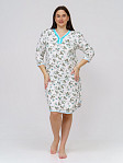Ночная сорочка Камелия набивная белый/бирюза