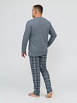 Пижама мужская Олимп дл.рукав серый/клетка