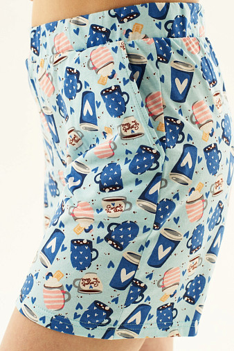 Пижама Парижанка шорты василёк/сердца