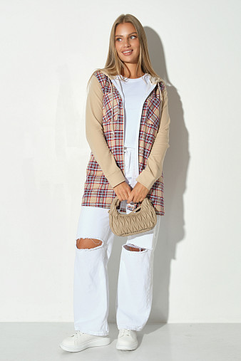 Рубашка жен. Гармония бежевый/клетка