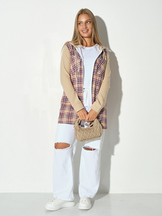 Рубашка жен. Гармония бежевый/клетка