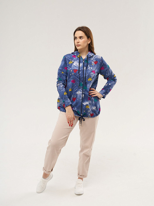 Толстовка женская Мираж футер синий/ассорти