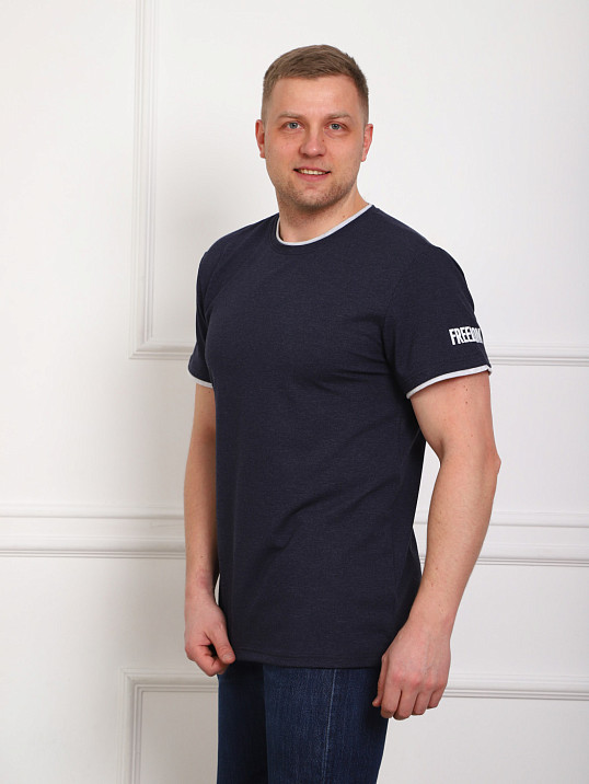 Футболка мужская Смарт синий/меланж
