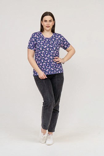 Футболка женская Незабудка индиго/цветы