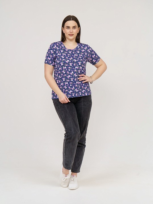 Футболка женская Незабудка индиго/цветы