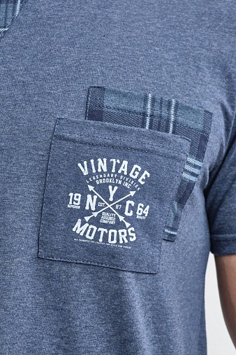 Пижама мужская Олимп кор.рукав индиго/клетка