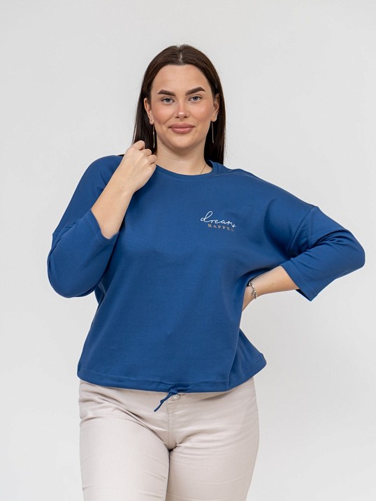 Лонгслив Николь интерлок индиго Лонгслив Николь интерлок индиго