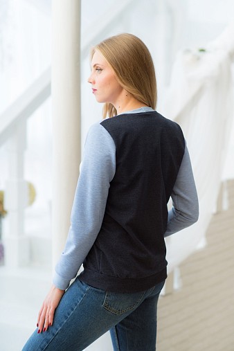 Толстовка женская Триколор синий/меланж