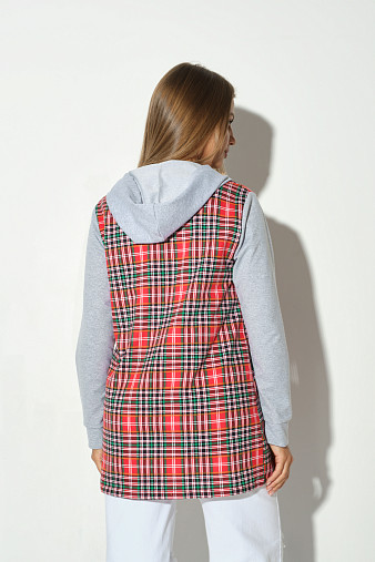 Рубашка жен. Гармония красная/клетка