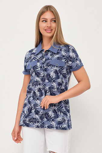 Рубашка Акцент джинс/папоротник
