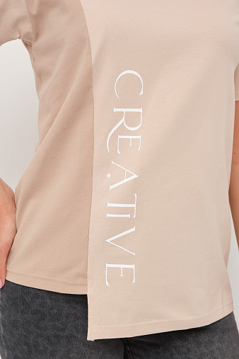 Футболка женская Креатив бежевый/таба