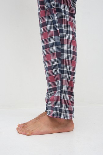 Пижама мужская Олимп кор.рукав бордо/клетка