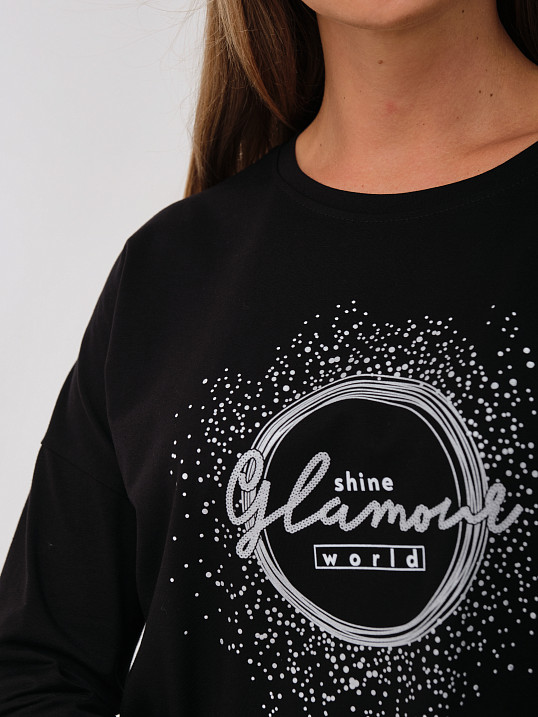 Лонгслив жен. Гламур черный