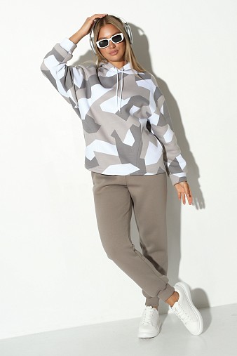 Костюм жен. Геометрия набивка 3-х нитка начес олива