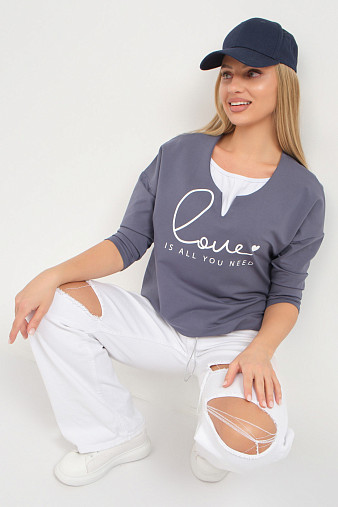 Свитшот женский Шрифт т.серый