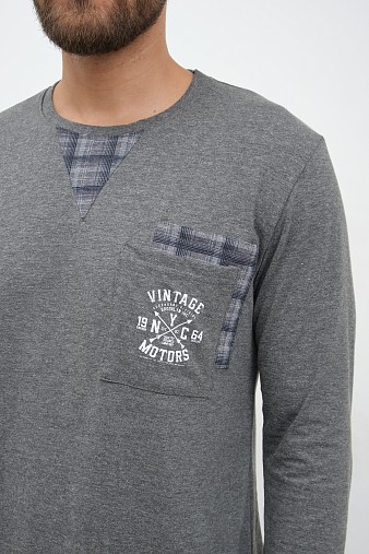 Пижама мужская Олимп дл.рукав серо-синий/клетка Пижама мужская Олимп дл.рукав серо-синий/клетка