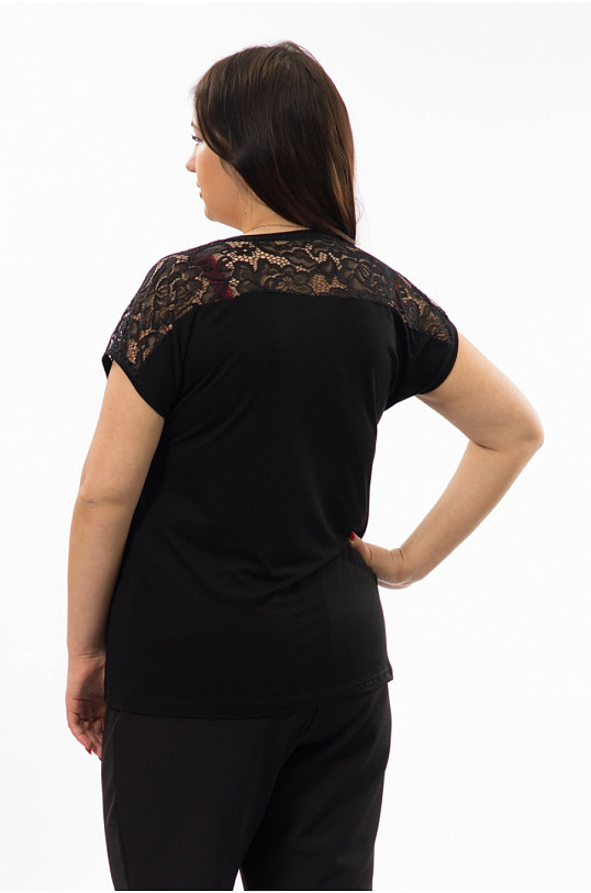 Футболка Кимоно-кружево черный