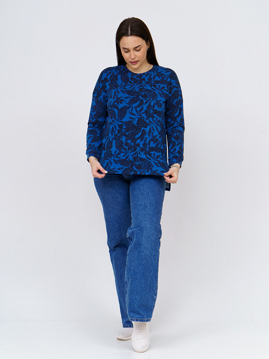 Джемпер Ворожея ангора индиго-цветы