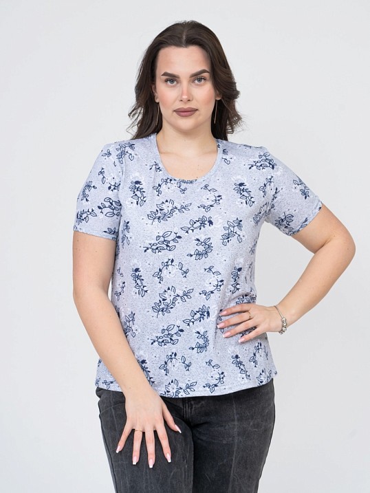 Футболка женская Незабудка серый/цветы