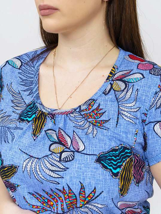 Футболка Фонарик х/б голубой/папоротник