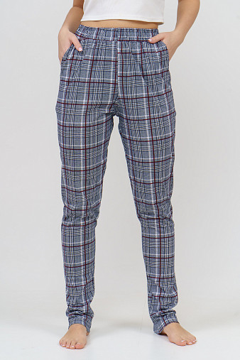 Брюки Силуэт бордо/клетка