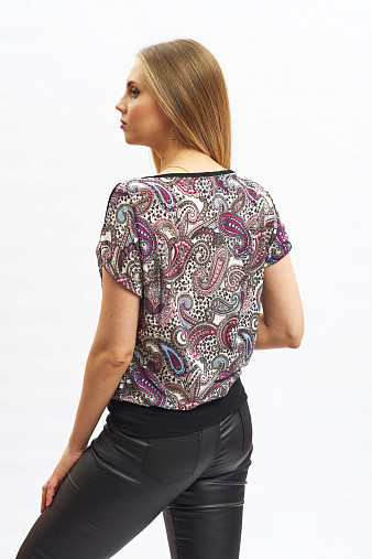 Футболка Кимоно на поясе масло брусника/огурцы