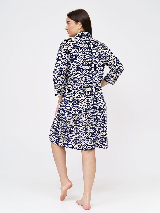 Халат Фантазия велюр набивка синий/узоры Халат Фантазия велюр набивка синий/узоры