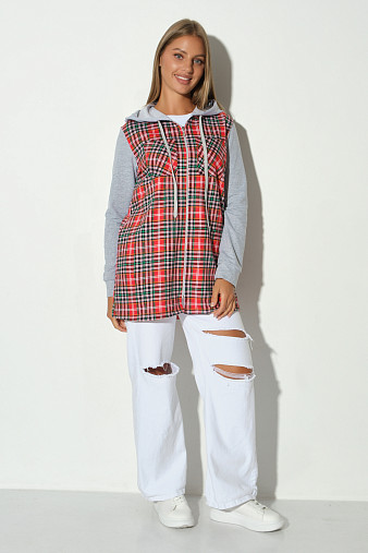 Рубашка жен. Гармония красная/клетка