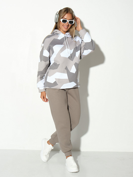 Костюм жен. Геометрия набивка 3-х нитка начес олива