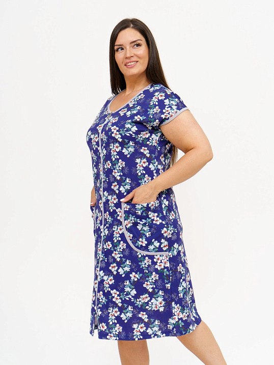 Халат Кира синий/сакура