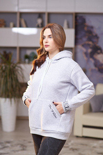 Толстовка женская Стрит начес серый/меланж