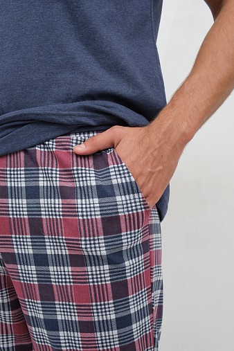 Пижама мужская Олимп кор.рукав бордо/клетка