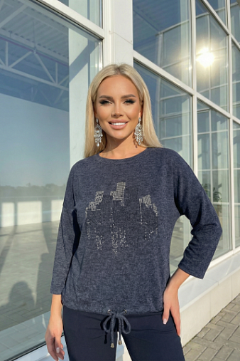 Джемпер женский Мегаполис 3/4 рукав синий