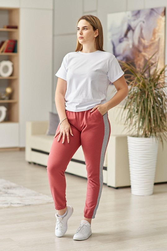 Брюки женские лампас коралл Брюки женские лампас коралл