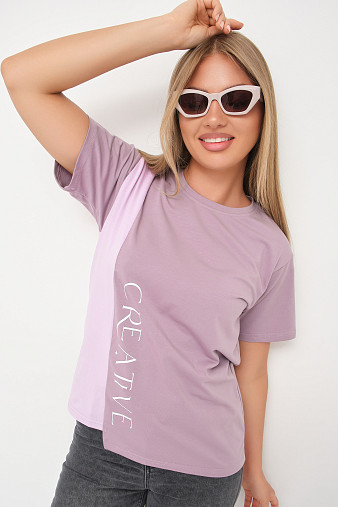 Футболка женская Креатив корица/лаванда