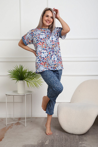 Костюм женский Линда джинс/мультиколор