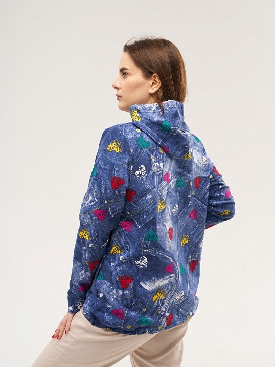 Толстовка женская Мираж футер синий/ассорти