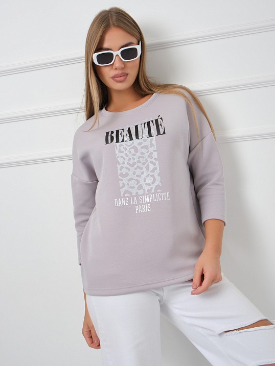 Свитшот женский Бьюти серый