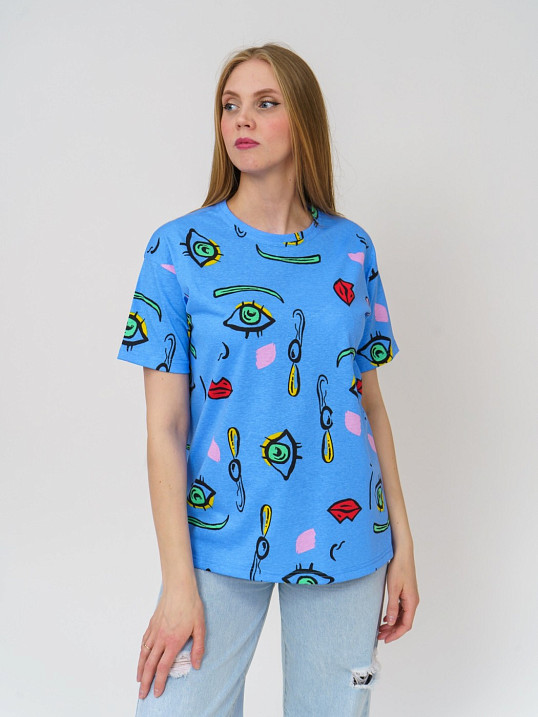 Футболка женская Краш голубая