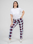 Брюки Силуэт бело-красный/клетка
