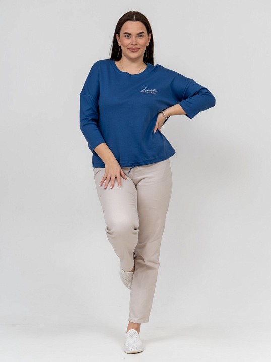 Лонгслив Николь интерлок индиго Лонгслив Николь интерлок индиго