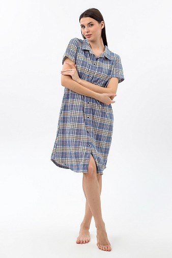 Халат Анна синий/клетка