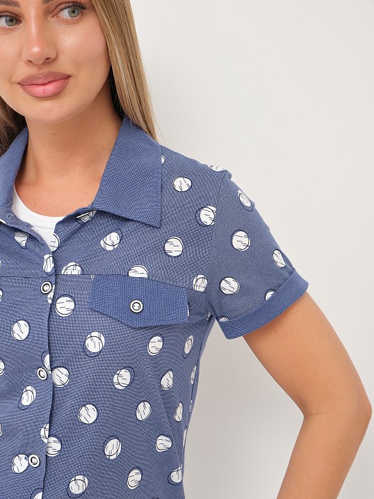 Рубашка Акцент джинс/горох