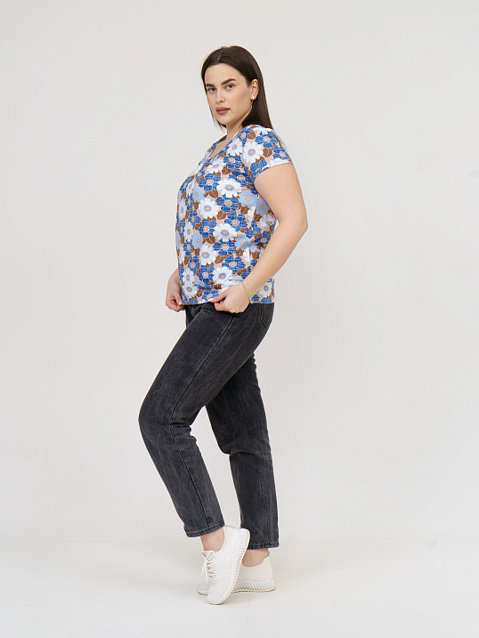 Футболка Фонарик х/б сине-белая