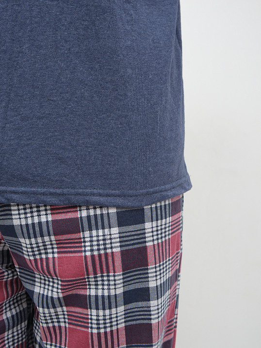 Пижама мужская Олимп дл.рукав бордо/клетка