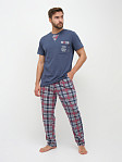 Пижама мужская Олимп кор.рукав бордо/клетка
