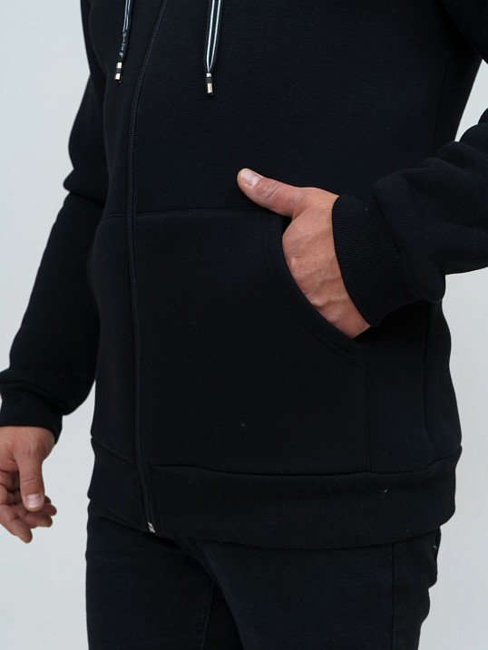 Толстовка мужская Степ без печати черная футер 3-х нитка