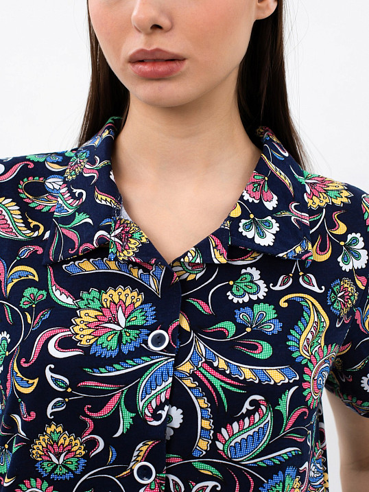 Халат Анна синий/узор