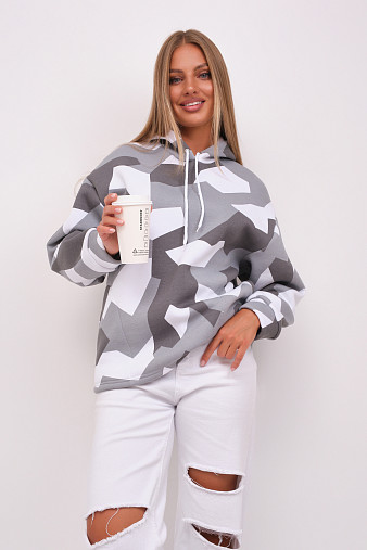 Толстовка жен. Геометрия 3-х нитка начес серый