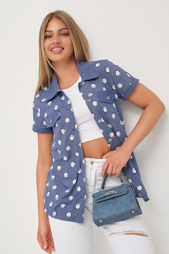 Рубашка Акцент джинс/горох